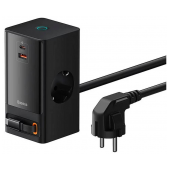 Carregador Baseus PowerCombo Dual AC + USB-C + USB-A 65W Preto image