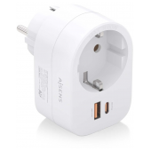 Tomada de Parede Aisens com 1 Tomada + 1xUSB-C 20W PD3.0, 1xUSB-A 20W QC3.0 Branca image