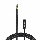 Cabo Extensão de Áudio Vention Estereo Jack 3.5mm M p/ Jack 3.5mm F 1.5m Preto image