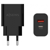 Carregador Aisens 20W 1xUSB-C PD3.0 - 1xUSB-A QC3.0 Preto image