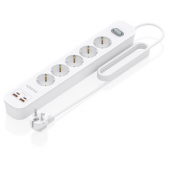 Régua Aisens 5 Tomadas Schuko e 2xUSB-C e 2xUSB-A com Switch on/off Branca image