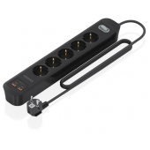 Régua Aisens 5 Tomadas Schuko e 2xUSB-C e 2xUSB-A com Switch on/off Preta image