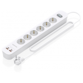 Régua Aisens 6 Tomadas Schuko e 2xUSB-C e 2xUSB-A com Switch on/off Branca image