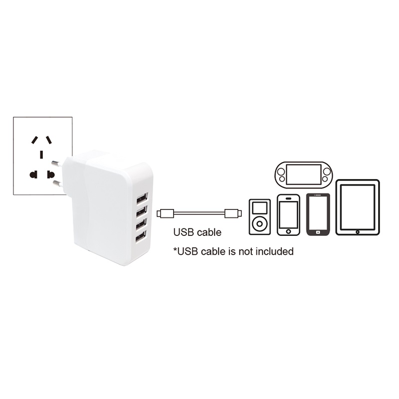 Carregador LogiLink 4Portas USB Tomada 3