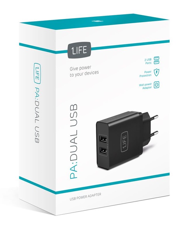 Carregador 1Life pa:dual usb Preto 2