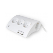 Régua Ewent EW3935 Power Strip 5 Tomadas Schuko 16A + 2 Portas USB Branca image