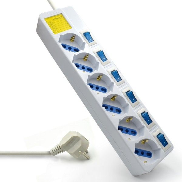 Rgua Ewent EW3932 Power Strip 6 Tomadas Schuko 16A com Switch on/off 1.5m Branca 1