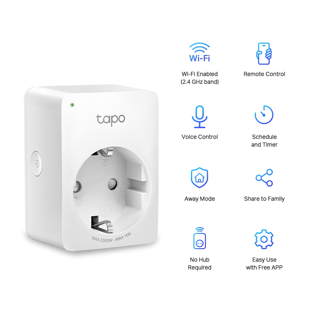 Tomada Inteligente TP-Link Tapo P100 Mini Smart Wi-Fi 2