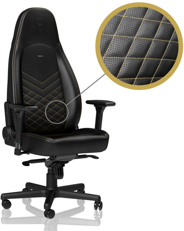Cadeira Noblechairs ICON PU Leather Preto / Dourado 1