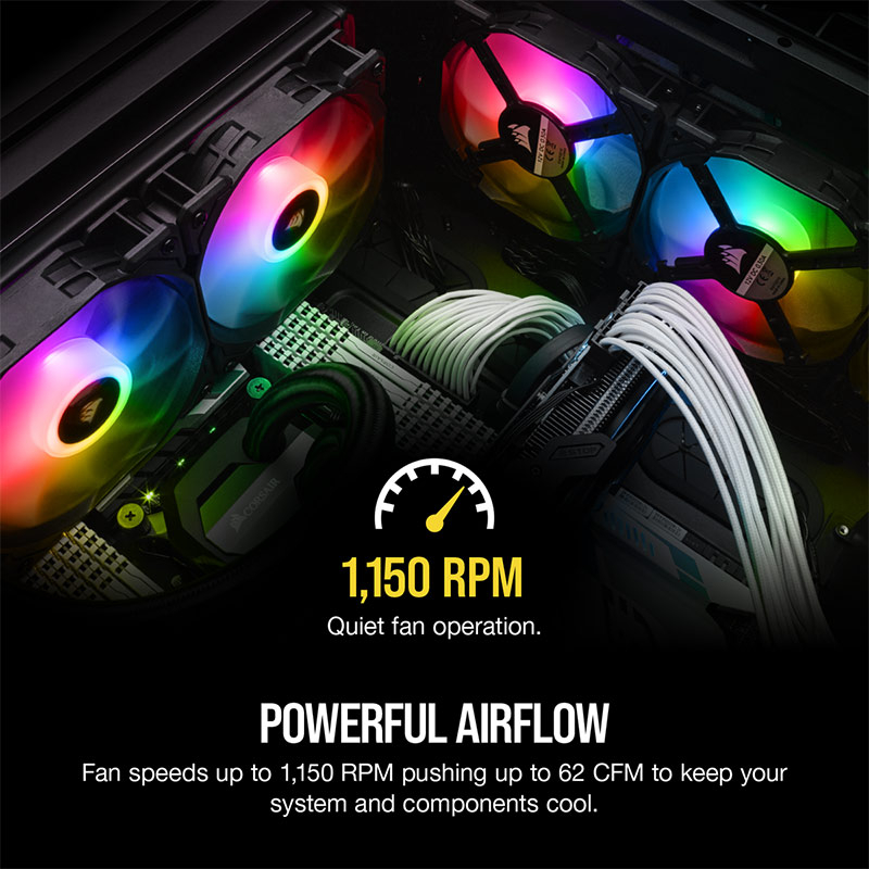 Ventoinha 140mm Corsair 1150RPM iCUE SP140 RGB Pro Performance 4 Pinos PWM 4