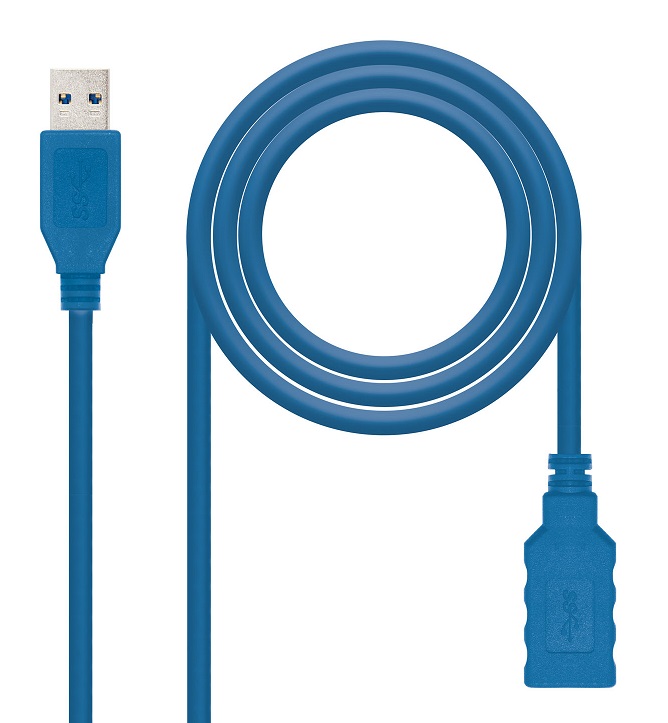 Cabo NanoCable USB 3.0 Type-A M p/ Type-A F 2m Azul 1