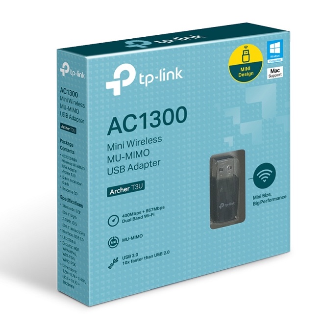 Adaptador USB TP-Link Archer T3U AC1300 Mini Wireless MU-MIMO 2