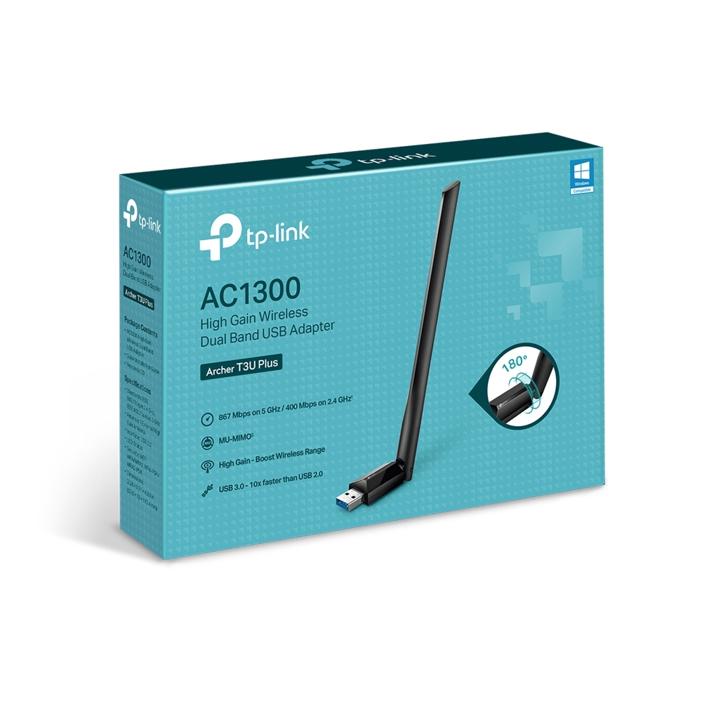 Adaptador USB TP-Link Archer T3U Plus AC1300 High Gain Wi-Fi 4