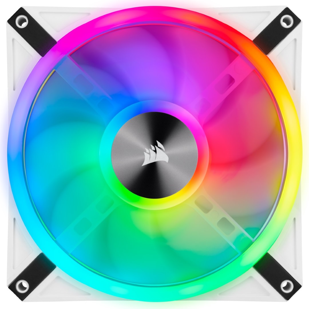 Ventoinha 140mm Corsair 1250RPM iCUE QL140 Branca RGB PWM 1